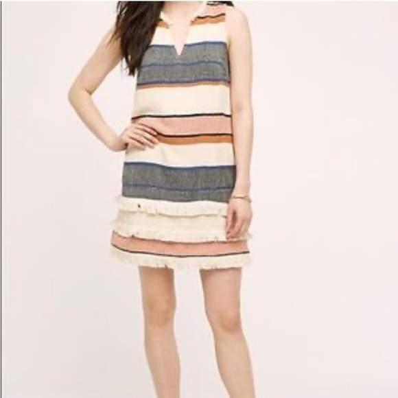 Anthropologie Holding Horses Fringed Striped Tunic Dress Sz 10 - Picture 13 of 16